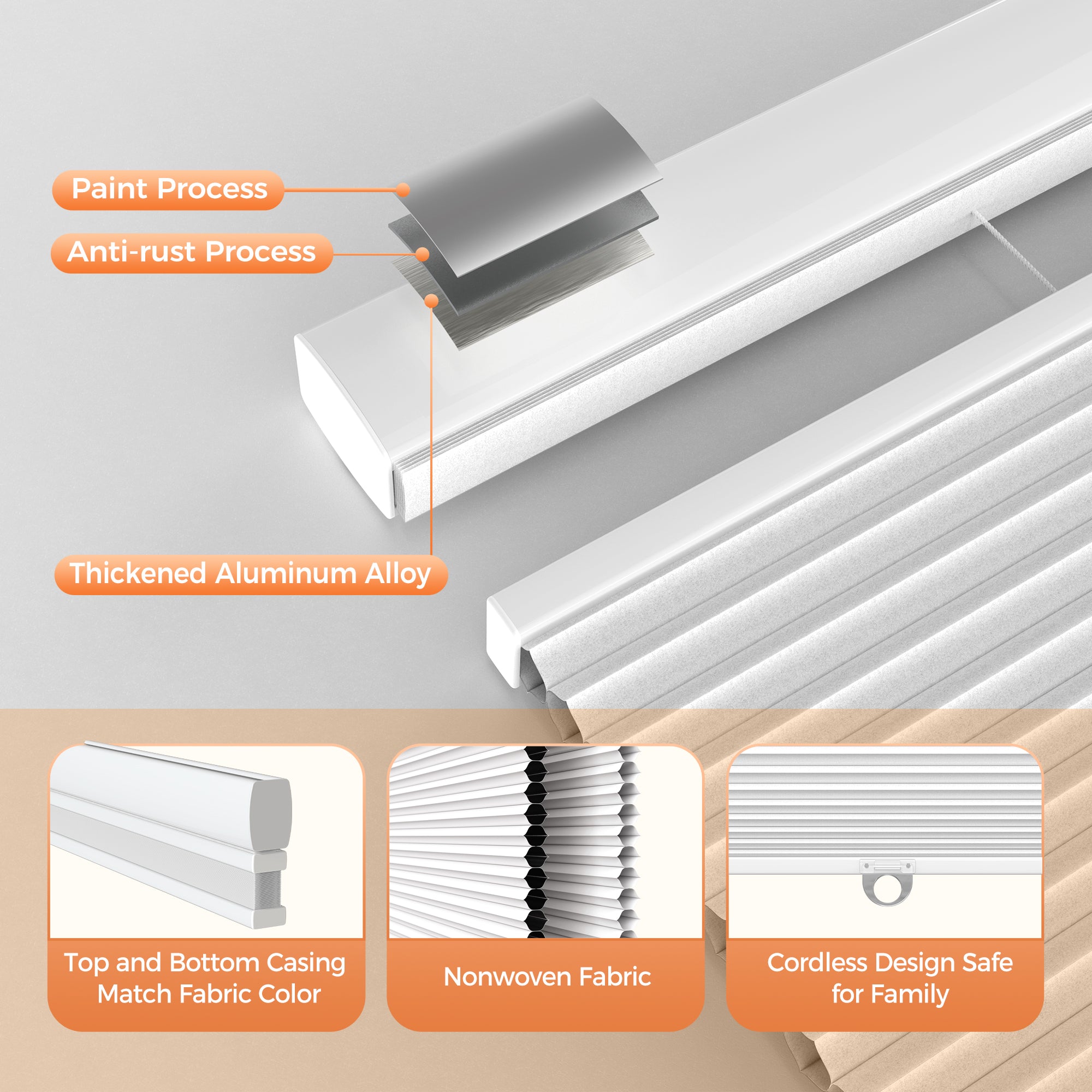 No Drill Top Down Bottom Up Cellular Shades