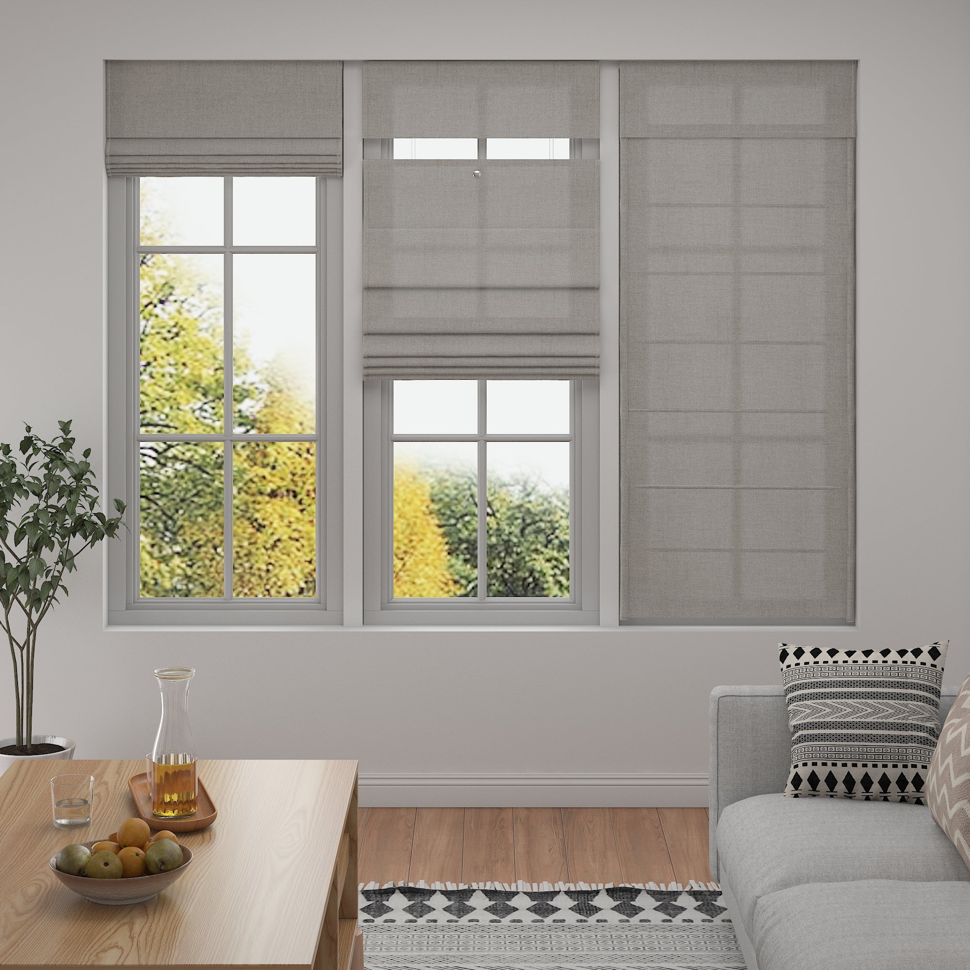 Top Down Bottom Up Linen Roman Shades