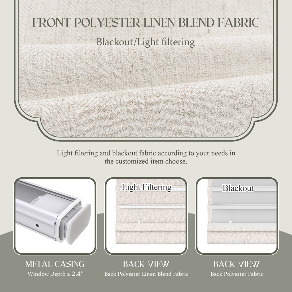 Linen Roman Shades | No Drill