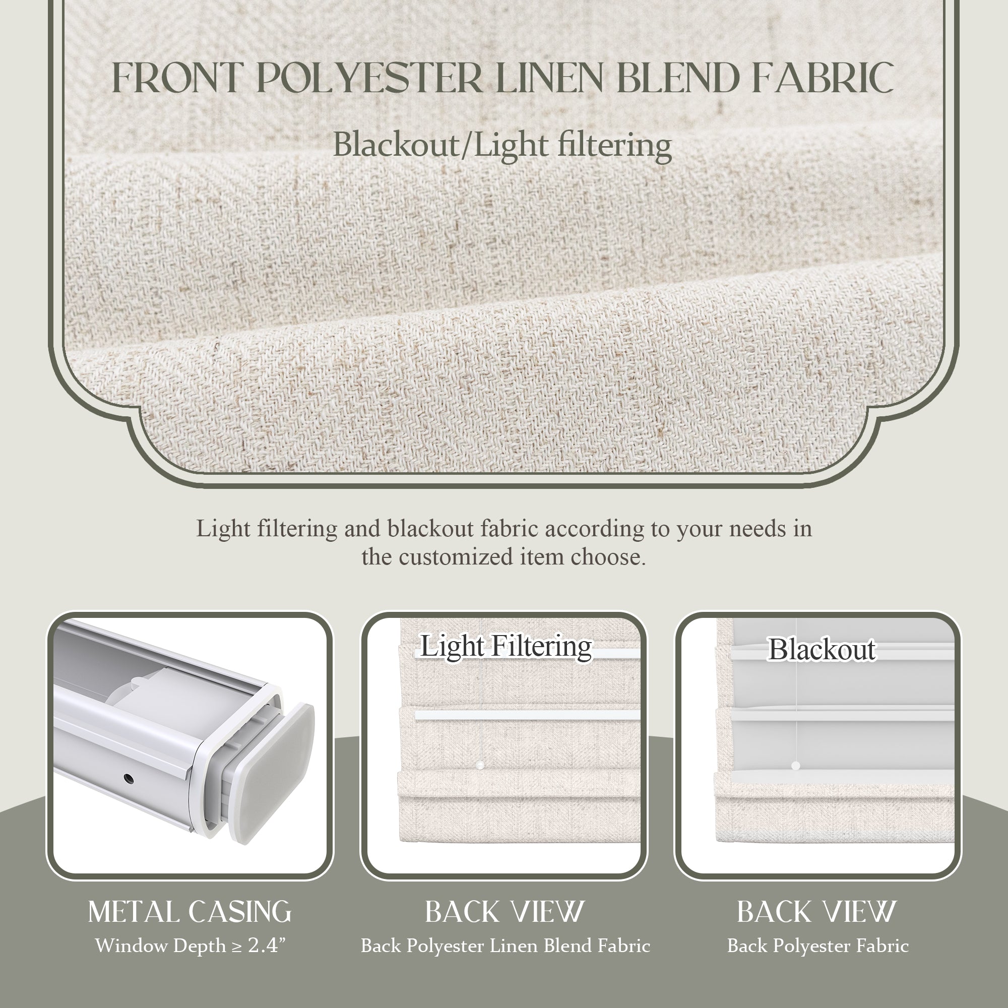 Linen Roman Shades | No Drill