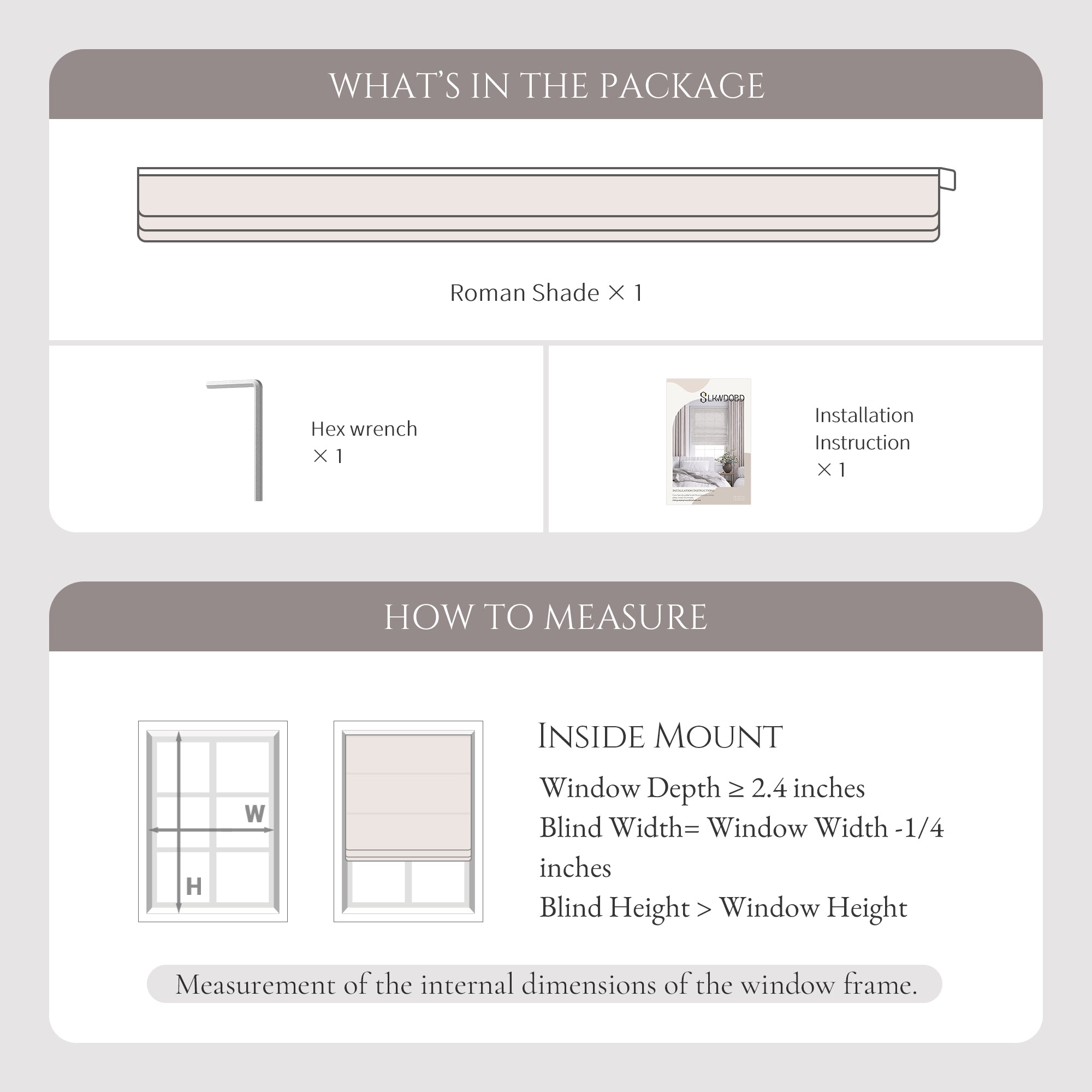 Cordless Roman Shades | No Drill