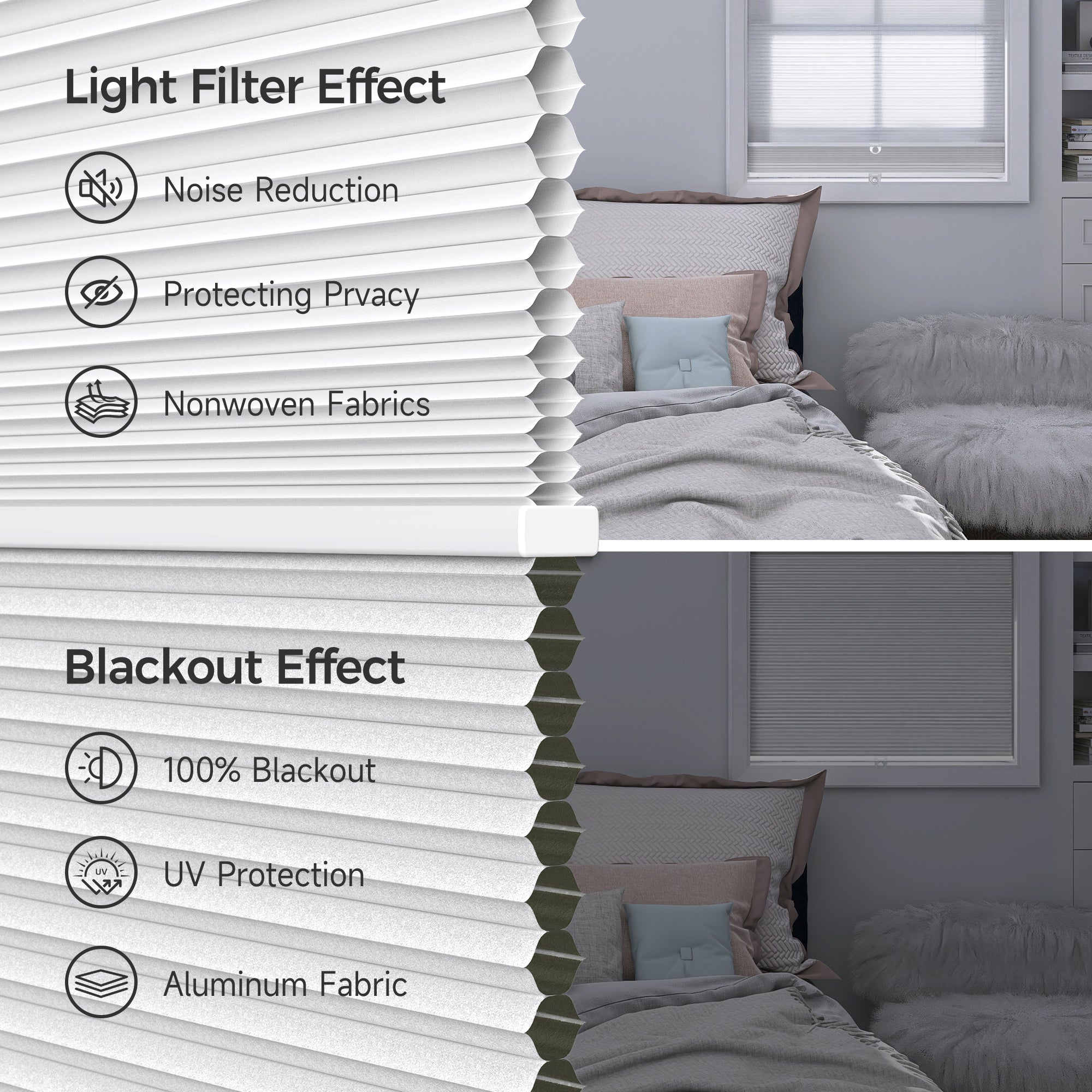 No Drill Day Night Cellular Shades