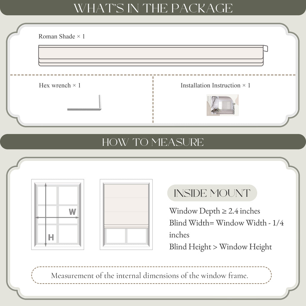 Linen Roman Shades | No Drill