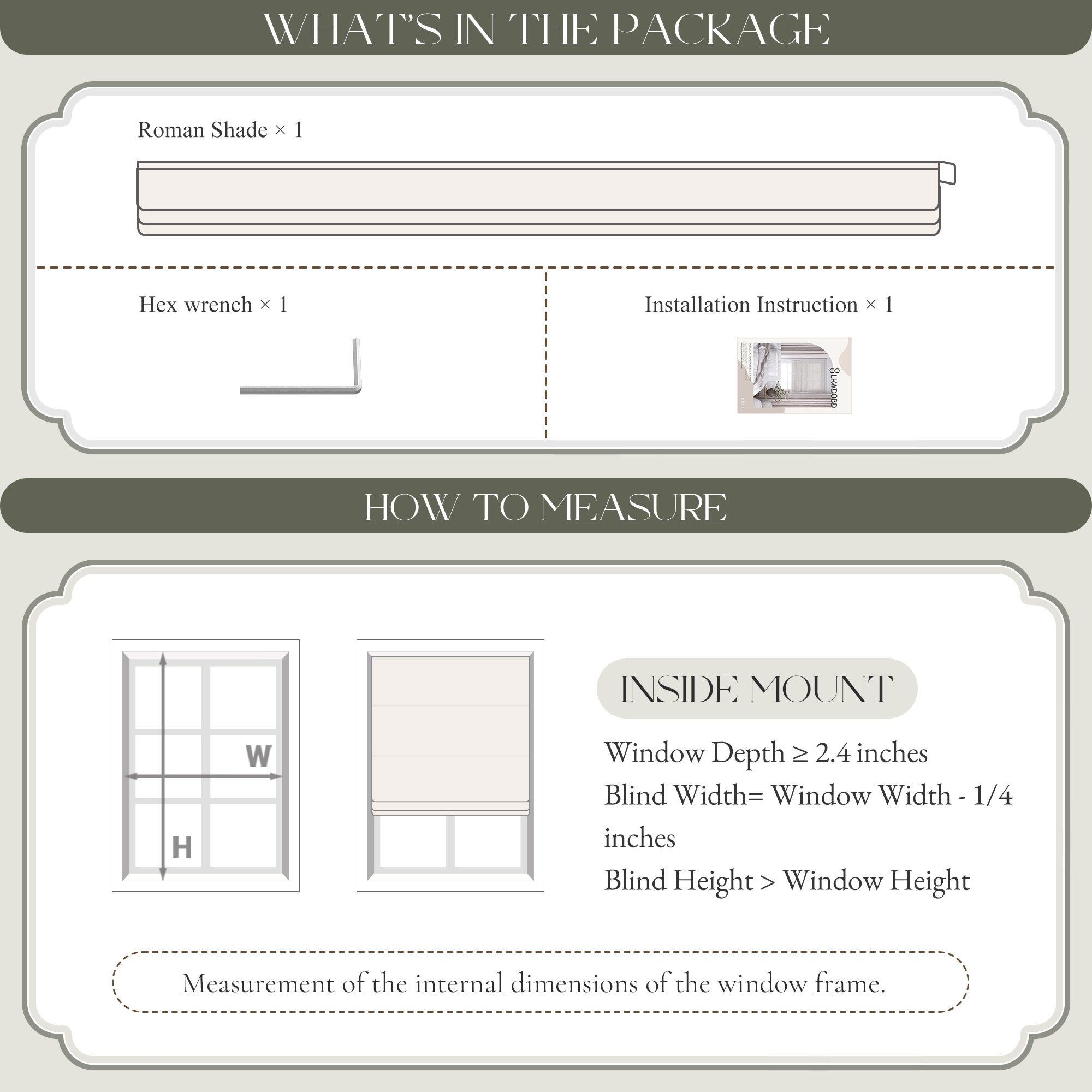 Linen Roman Shades | No Drill