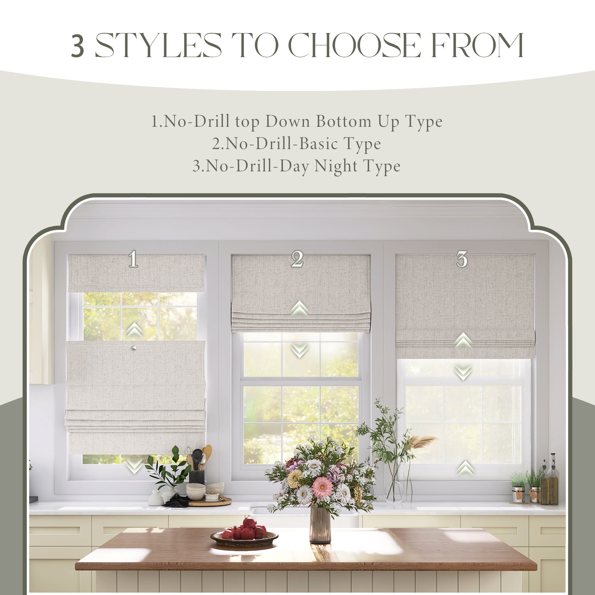 Linen Roman Shades | No Drill