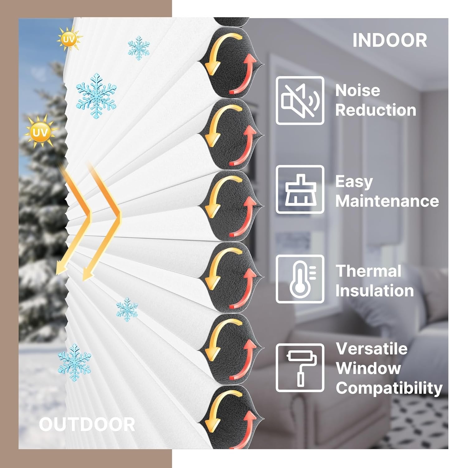 No Drill Cordless Cellular Shades